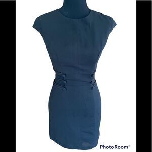 YAYA Nom de Plume black dress with cut out sides and button accents, size XS